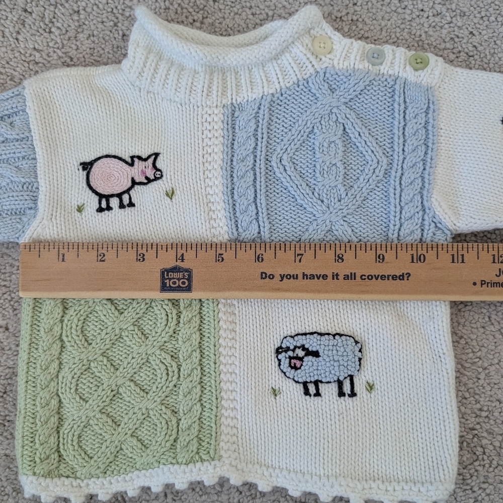 Hanna Andersson Roll Neck Cableknit Sweater Animals Knit Size 6-12 Months 70 - Picture 14 of 15